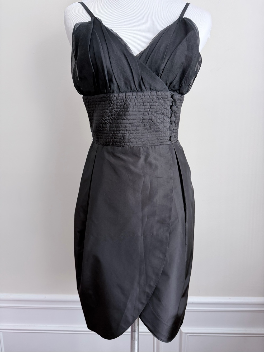 Jenny Polanco 100% Silk mini black dress wrap 6
